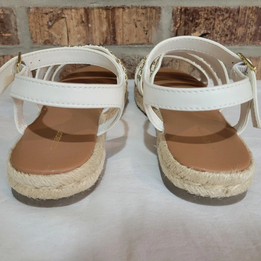 Liz Claiborne LC Bumped White Chain Espadrille Sandals Mens 8.5 M Flat Strappy